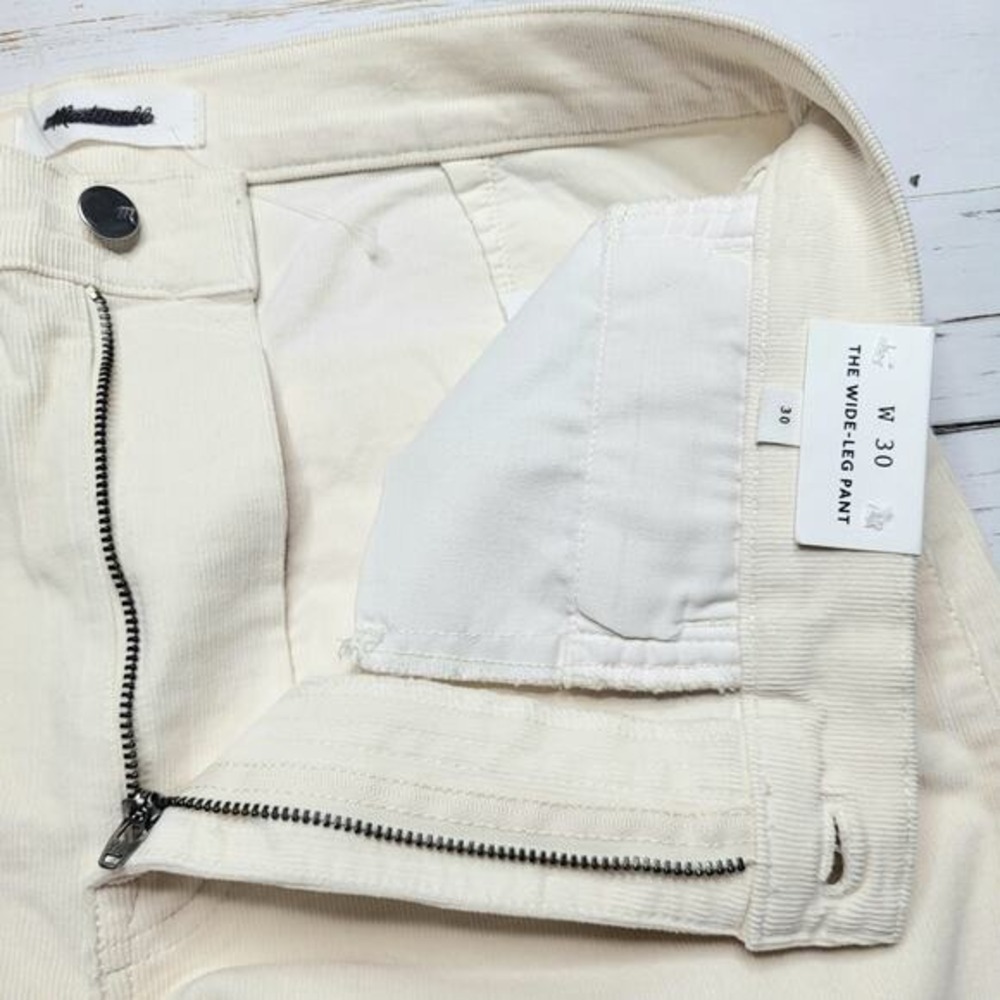 Madewell Wide Leg Corduroy Pant Vintage Ivory Winter White Stretch Minimalist 30 - Picture 7 of 12